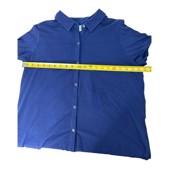 J.Jill Layered Back  Midi T-Shirt Women’s Dress Button Down Size L Purple Casual - Picture 6 of 7